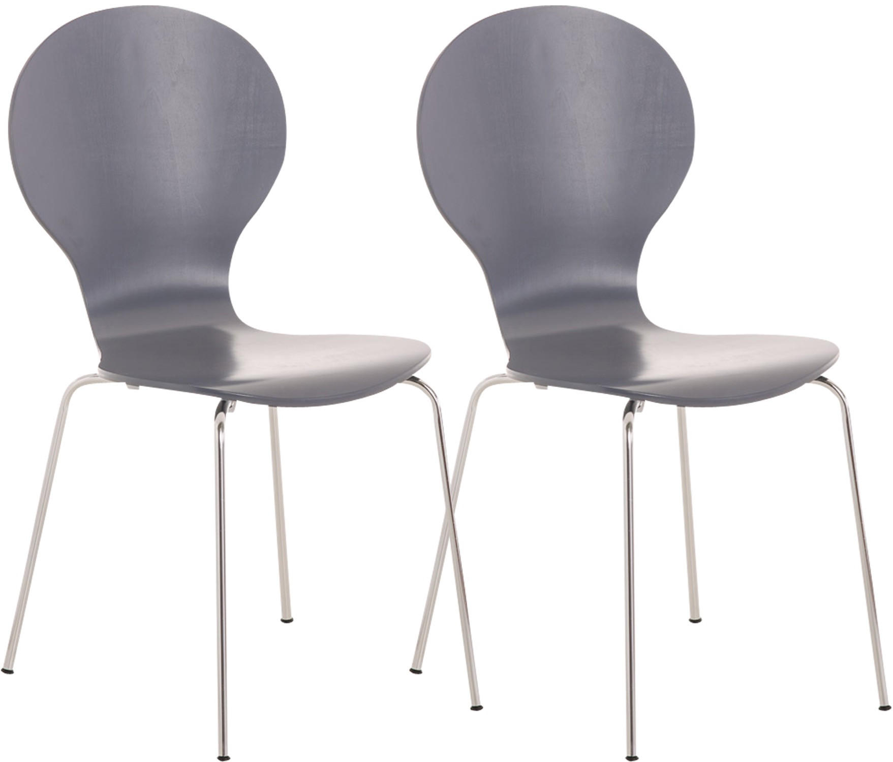 BESUCHERSTUHL Ede - 2er Set grau - Grau, Metall (43/86/45cm) - TPFLiving