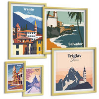 BILDER SET 5er Set - 50x50 cm & 20x30 cm & 40x60 cm Goldrahmen - Blicke auf berühmte Orte am Meer - Goldfarben, Kunststoff (40/60cm) - TULUP