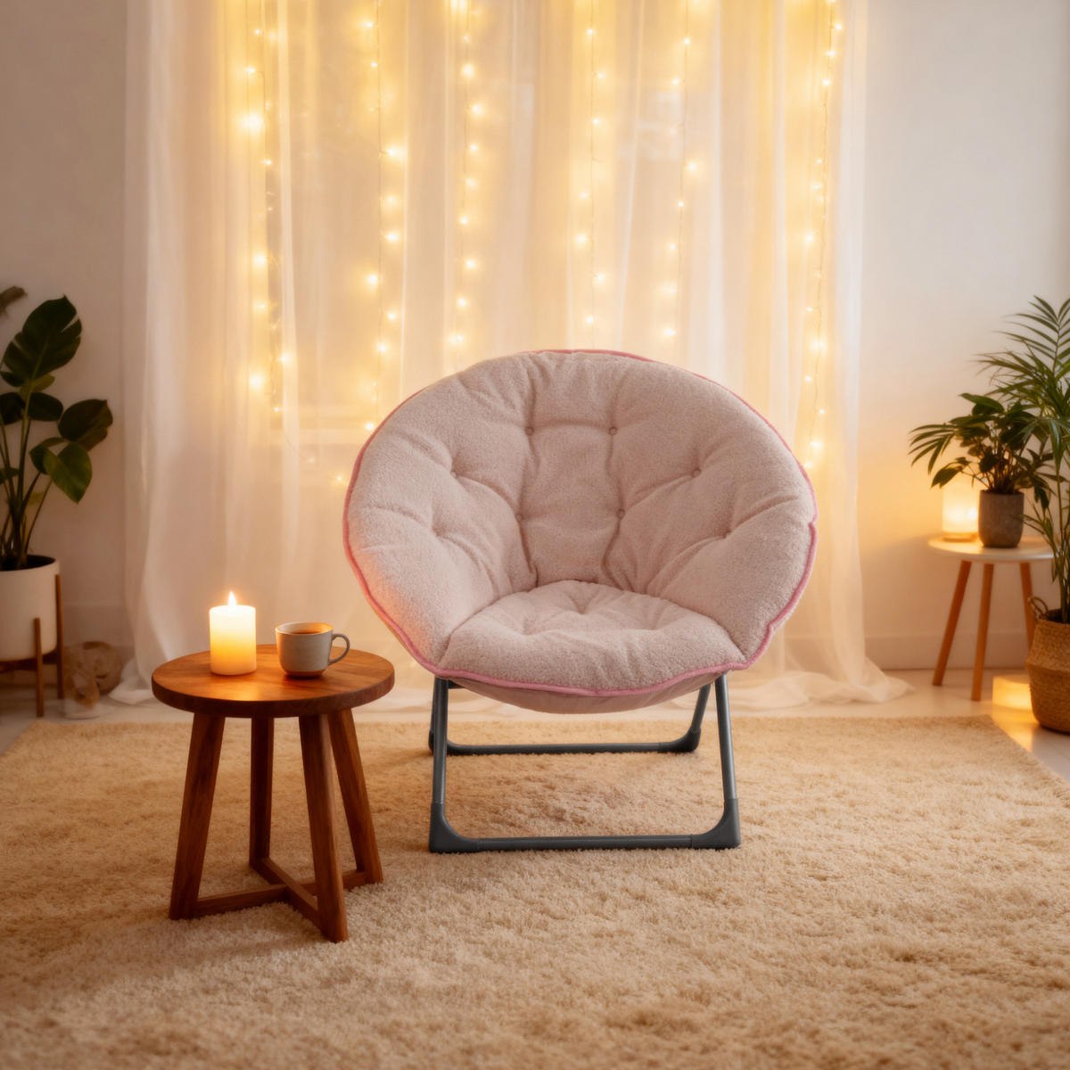 SESSEL in Rosa aus Stoff und Metall, weich gepolstert und platzsparend,53/58/85 cm - Rosa, Textil (53/85/58cm) - Flora Grace