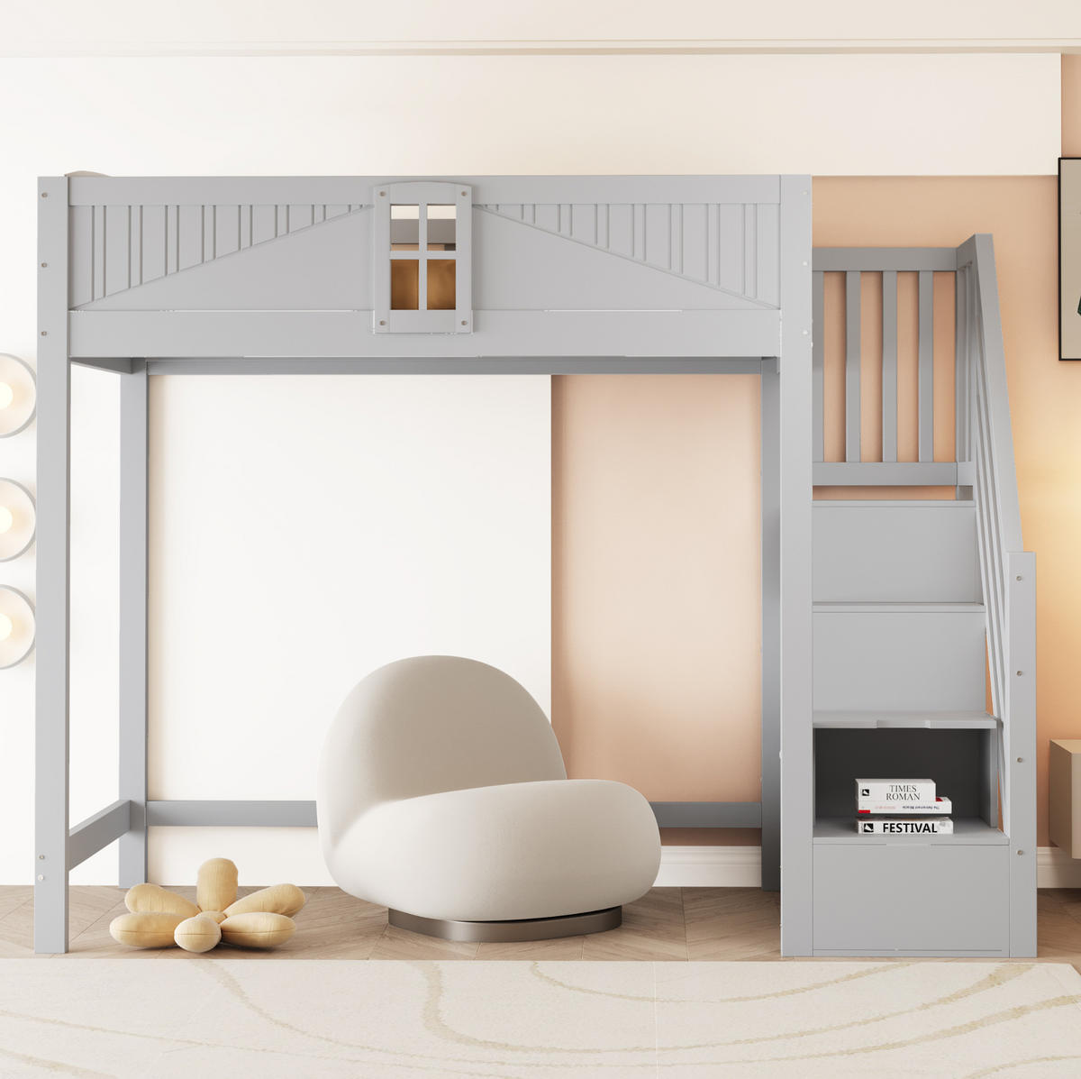 HOCHBETT 90/200 cm Grau aus Holz mit Stauraum - Grau, Holzwerkstoff (90/200cm) - OKMYHOME