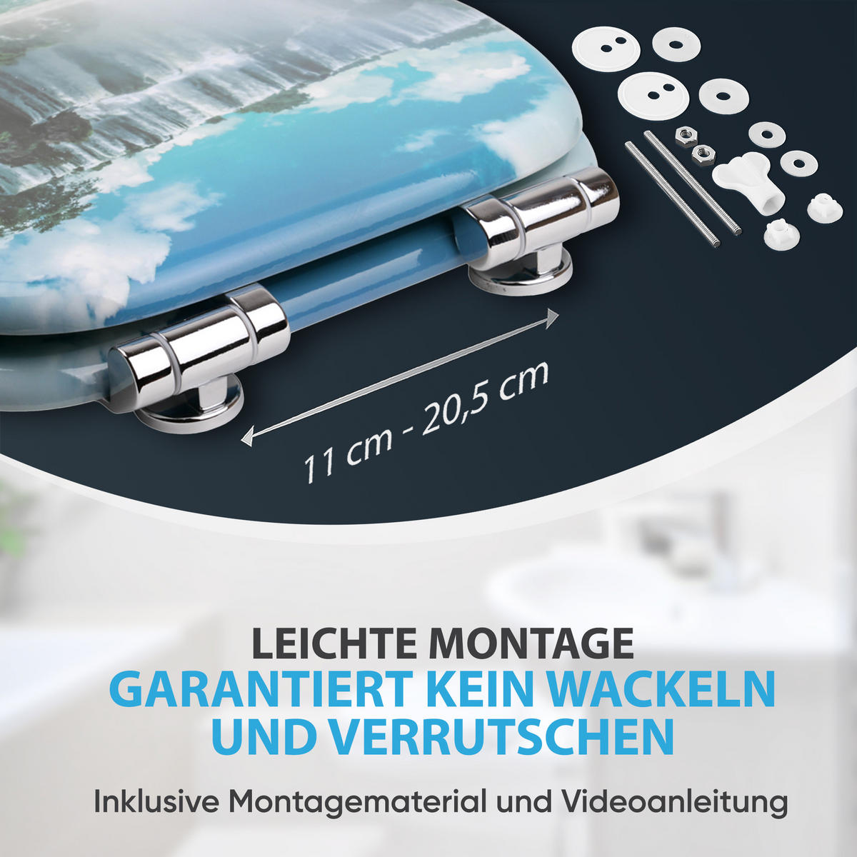 WC-SITZ mit Absenkautomatik Wasserfall - Blau, Holzwerkstoff (38/6/47cm) - Sanilo