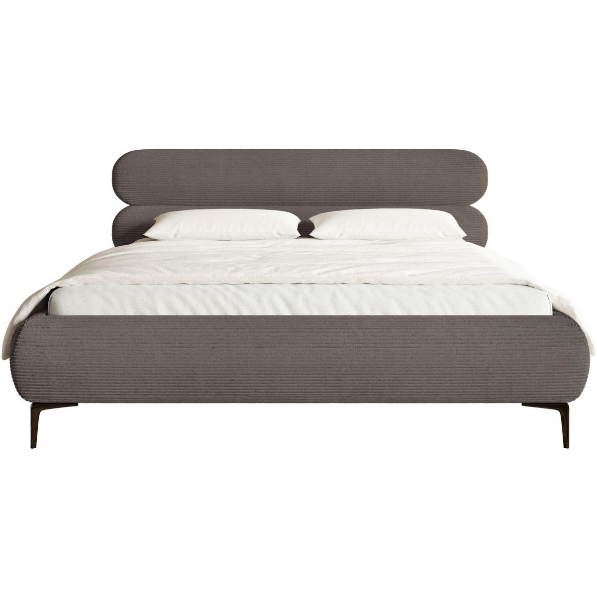 POLSTERBETT Roule Cord Grau 140x200 cm - Schwarz/Grau, Textil/Metall (140/200cm) - Selsey