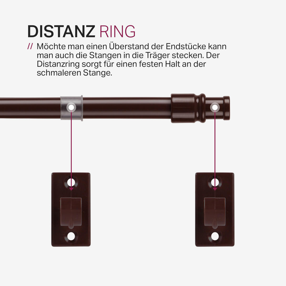 GARDINENSTANGE Dunkelbraun 75-125 cm - Braun, Metall (75cm) - Bestlivings