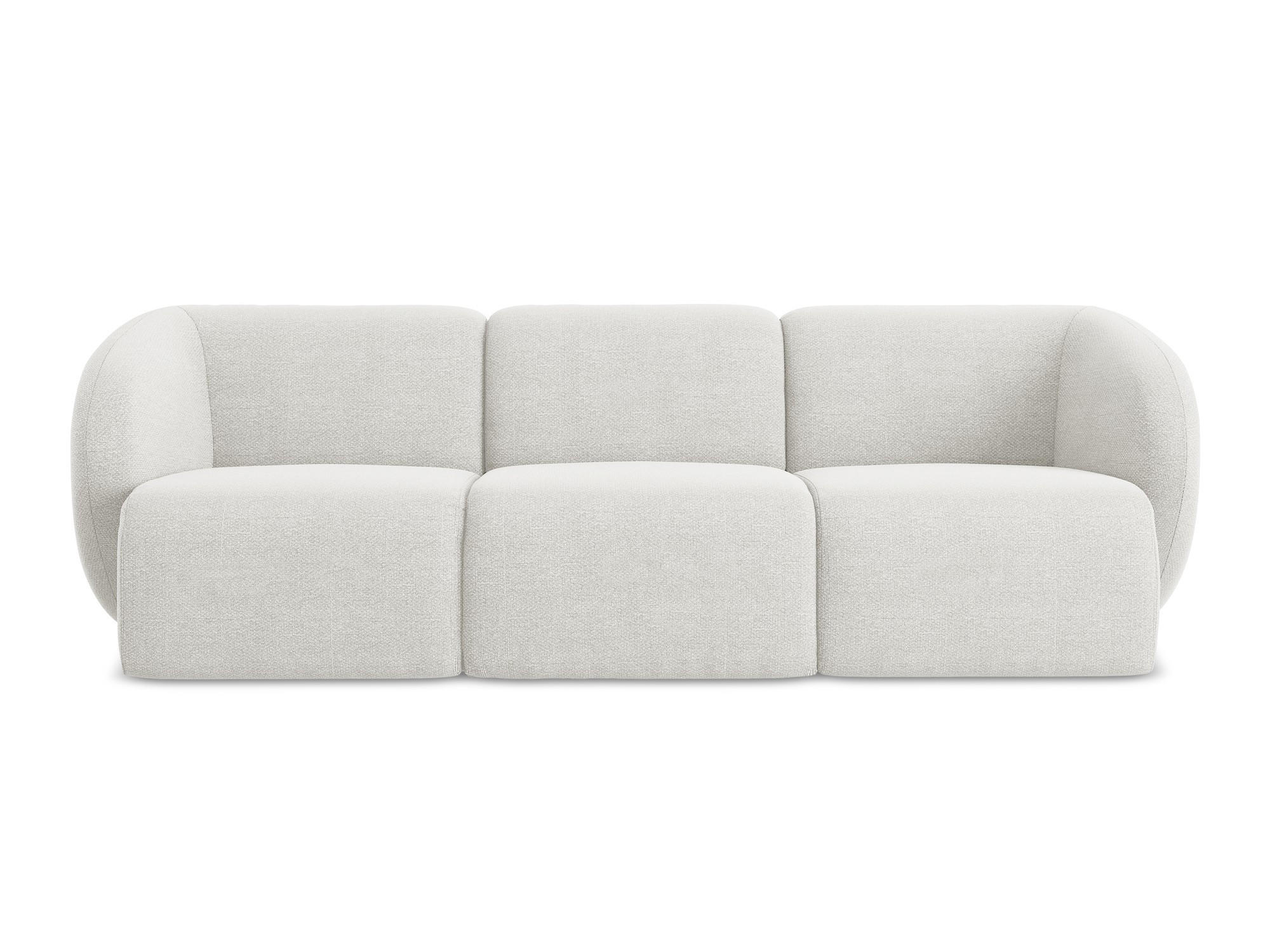 3-SITZER SOFA Bouclé Stoff Weiß - Schwarz/Weiß, Holzwerkstoff/Kunststoff (244/75/94cm) - Makamii