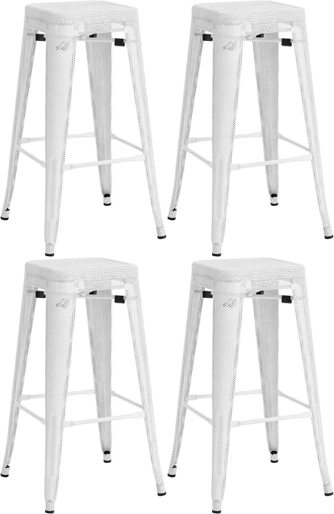 BARHOCKER 4er Set Metall weiß - Weiß, Metall (43/77/43cm) - CLP