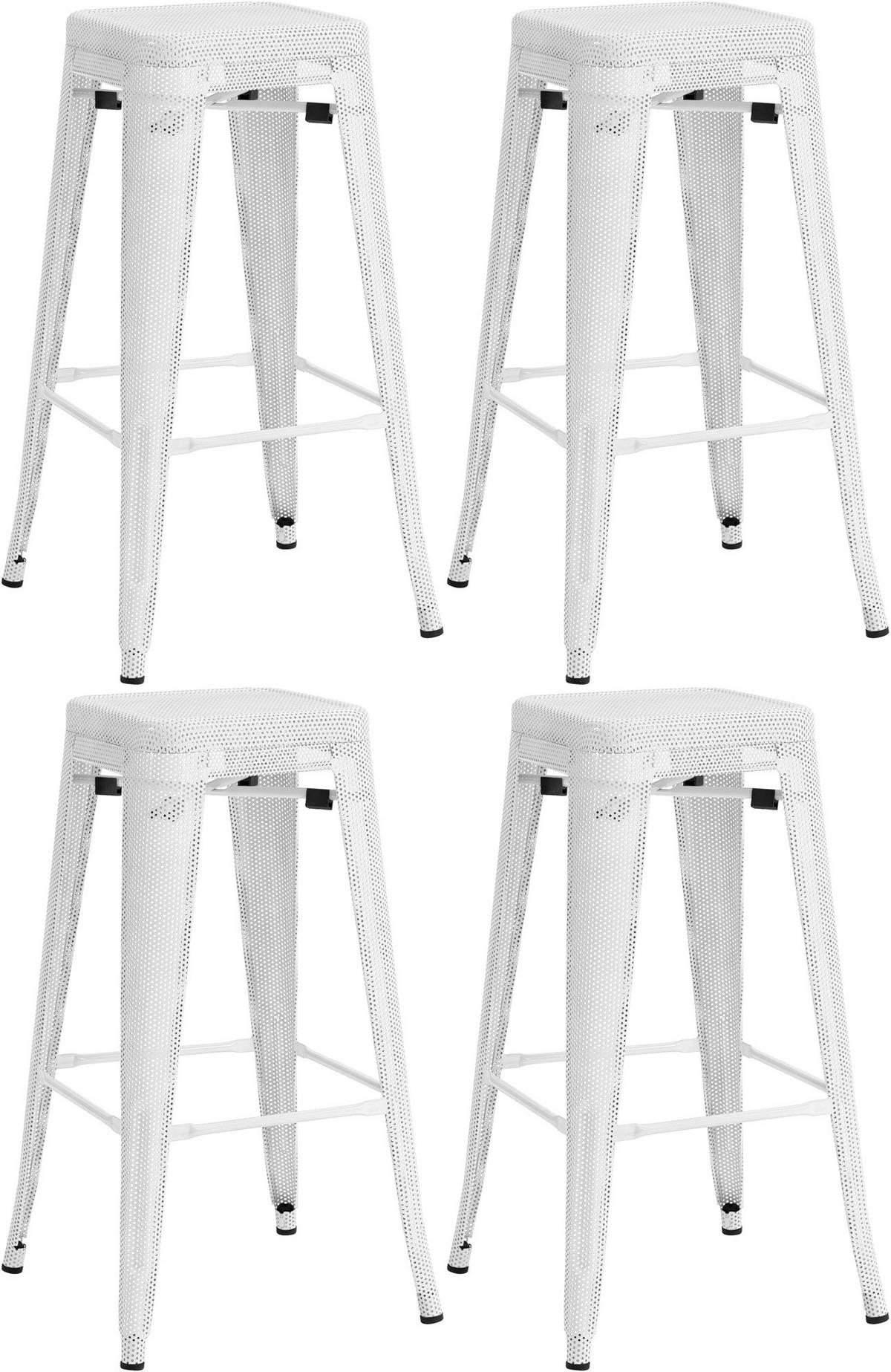 BARHOCKER 4er Set Metall weiß - Weiß, Metall (43/77/43cm) - CLP