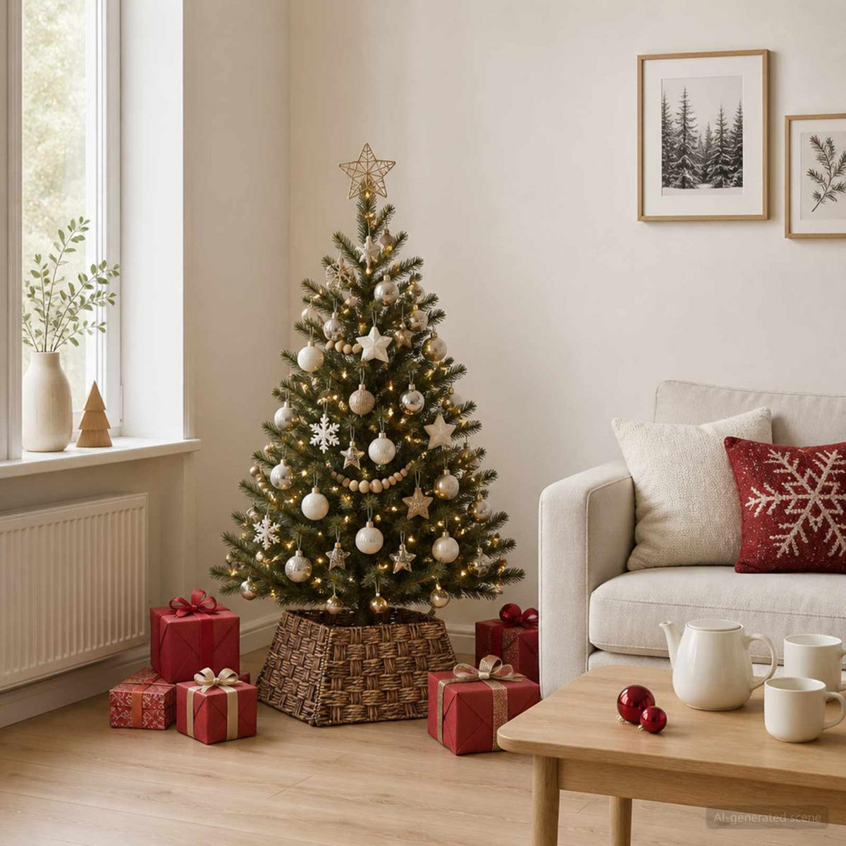 WEIHNACHTSBAUMKRAGEN 50/50/25 cm Braun Wasserhyazinthe - Braun, Naturmaterialien (50/25/50cm) - vidaXL