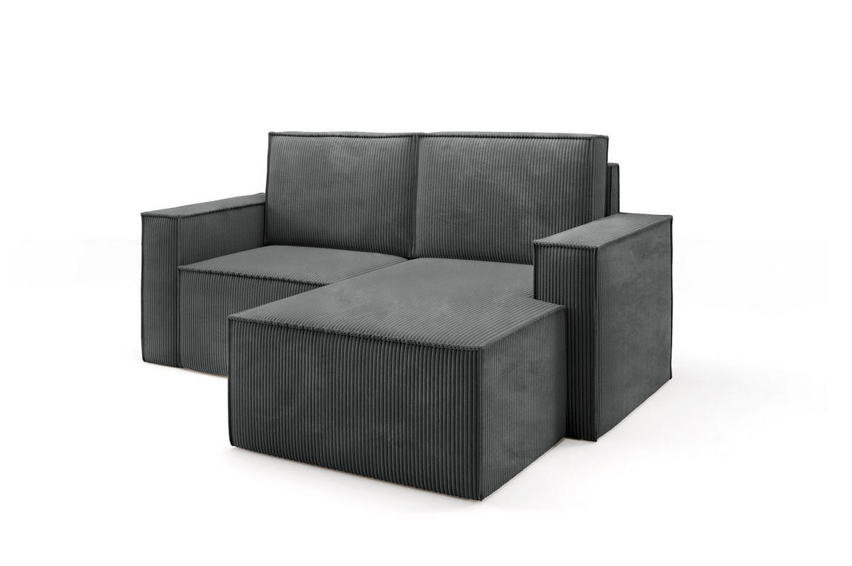 ECKSOFA Orto Dunkelgrau, Zweisitzer Kordecksofa rechte seite - Dunkelgrau, Holzwerkstoff/Textil (180/141cm) - Bettso