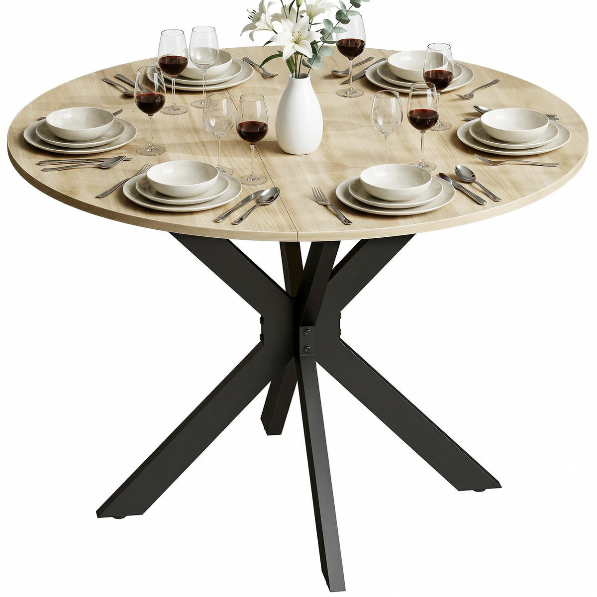 ESSTISCH Naturholz 1 Stück - Beige, Naturmaterialien (110/110/76cm) - GiPP
