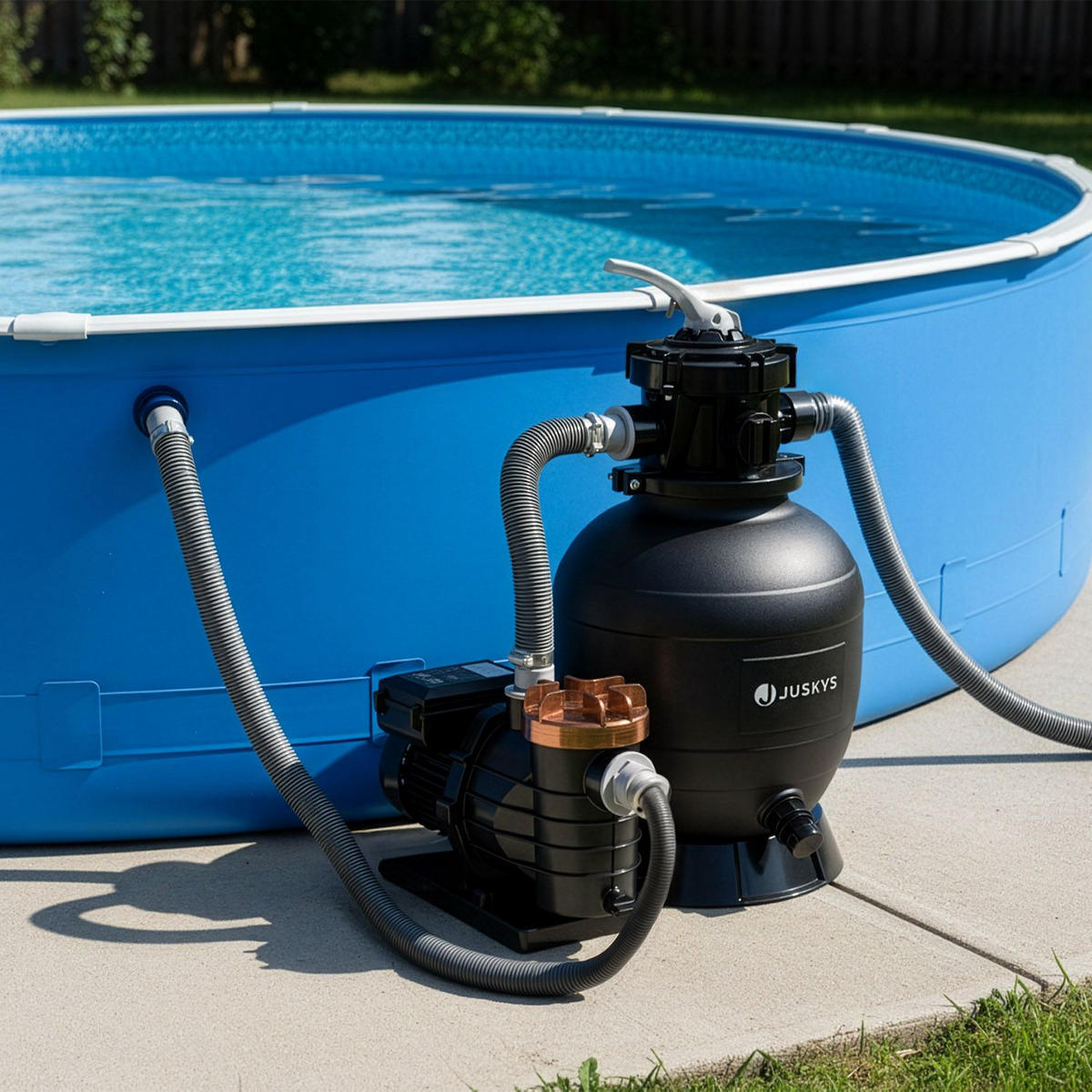 SANDFILTERANLAGE 400W inkl. Filter & Timer - Schwarz, Kunststoff (39/48/56cm) - Juskys