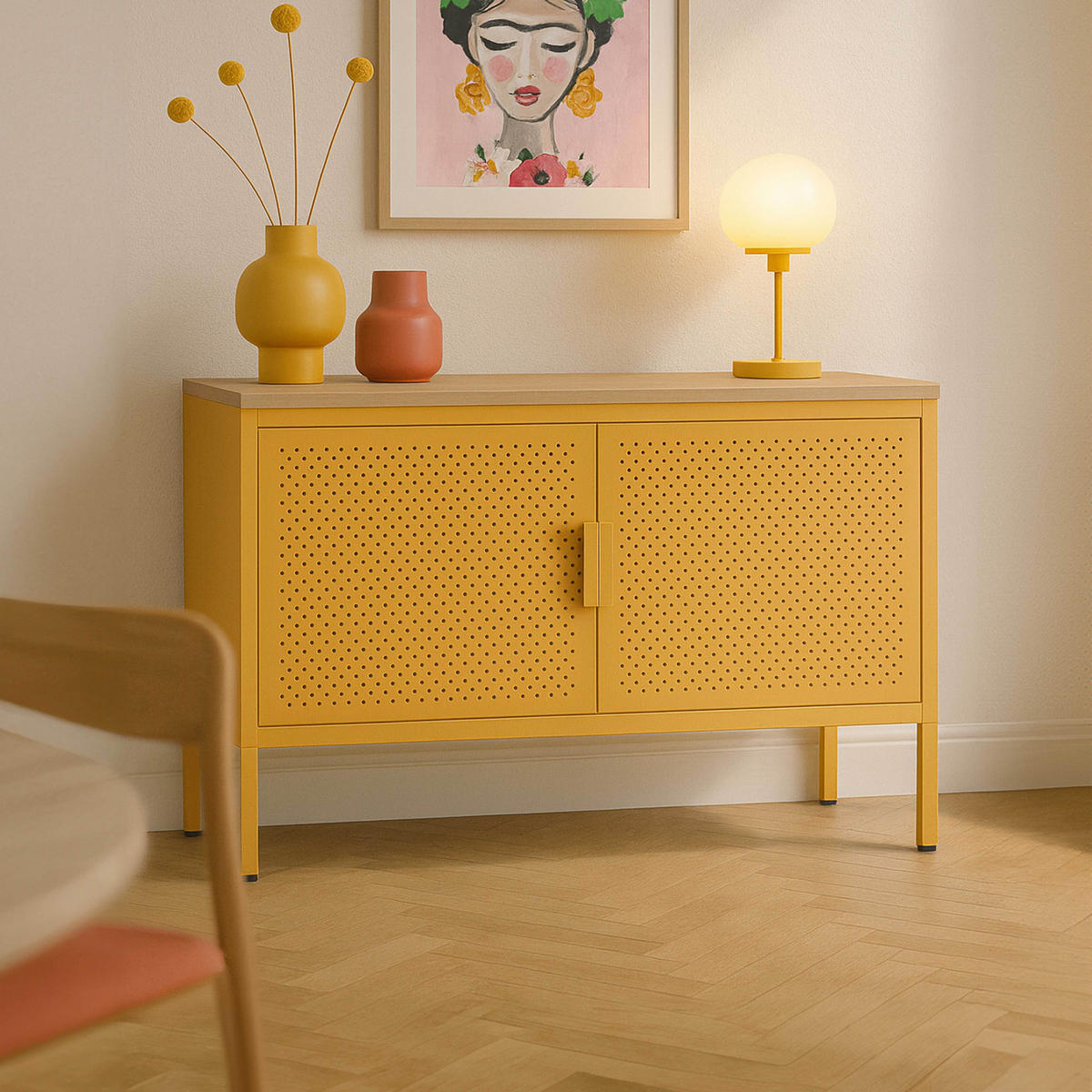 SIDEBOARD 100 cm, Gelb - Gelb, Metall (100/60/40cm) - Oviala