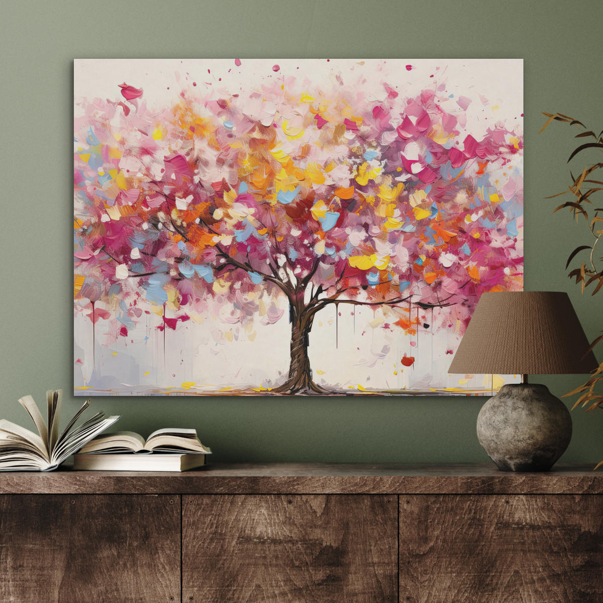 AKUSTIKPANEEL Aquarell - Baum - Kunst - Abstrakt 80x60 cm - Multicolor, Textil (80/0.9/60cm) - MuchoWow
