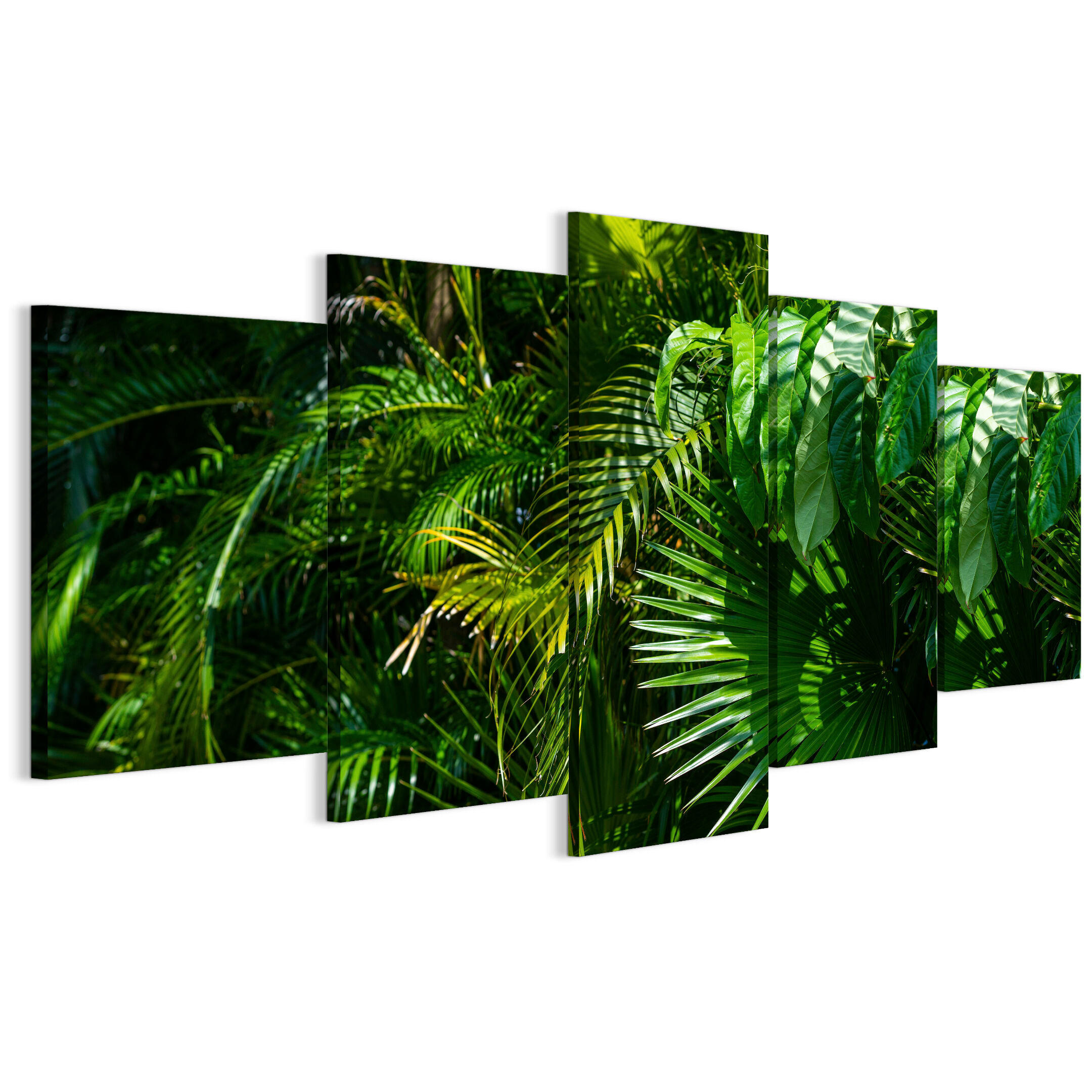 LEINWANDBILD Blätter 5-tlg. 200x100 cm - Multicolor, Holz (200/100cm) - LUMASOUL