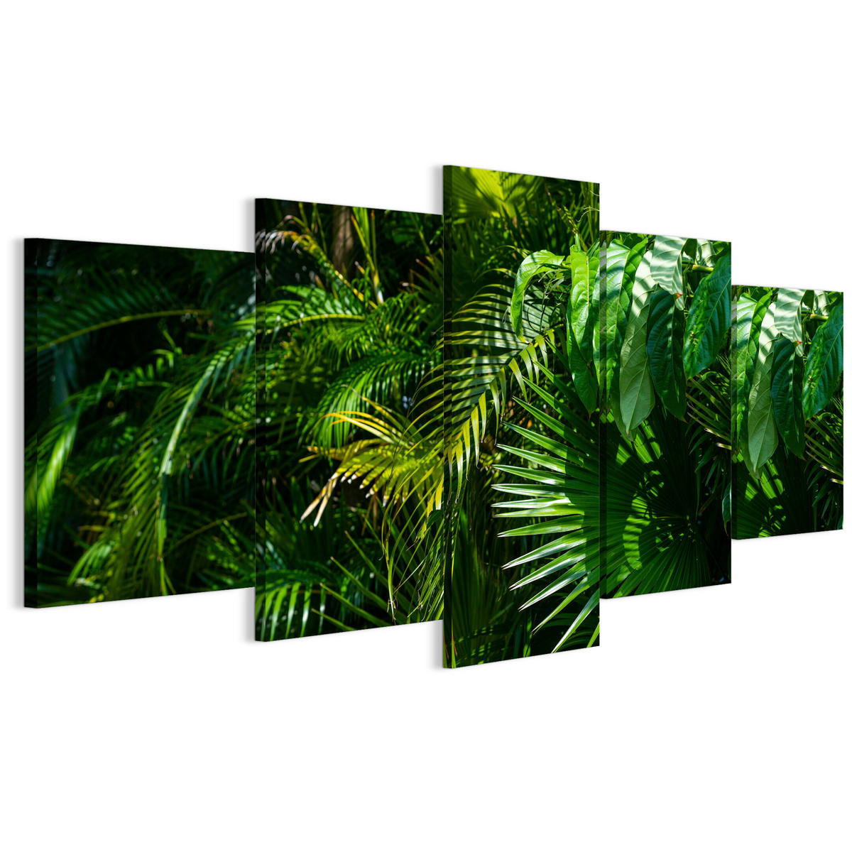 LEINWANDBILD Blätter 5-tlg. 200x100 cm - Multicolor, Holz (200/100cm) - LUMASOUL