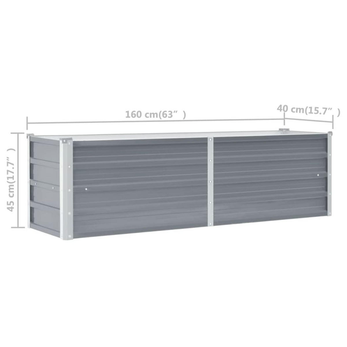 HOCHBEET für Garten OSKAR Grau 160x40x45 cm Metall - Grau, Metall (160/45/40cm) - DELUKE