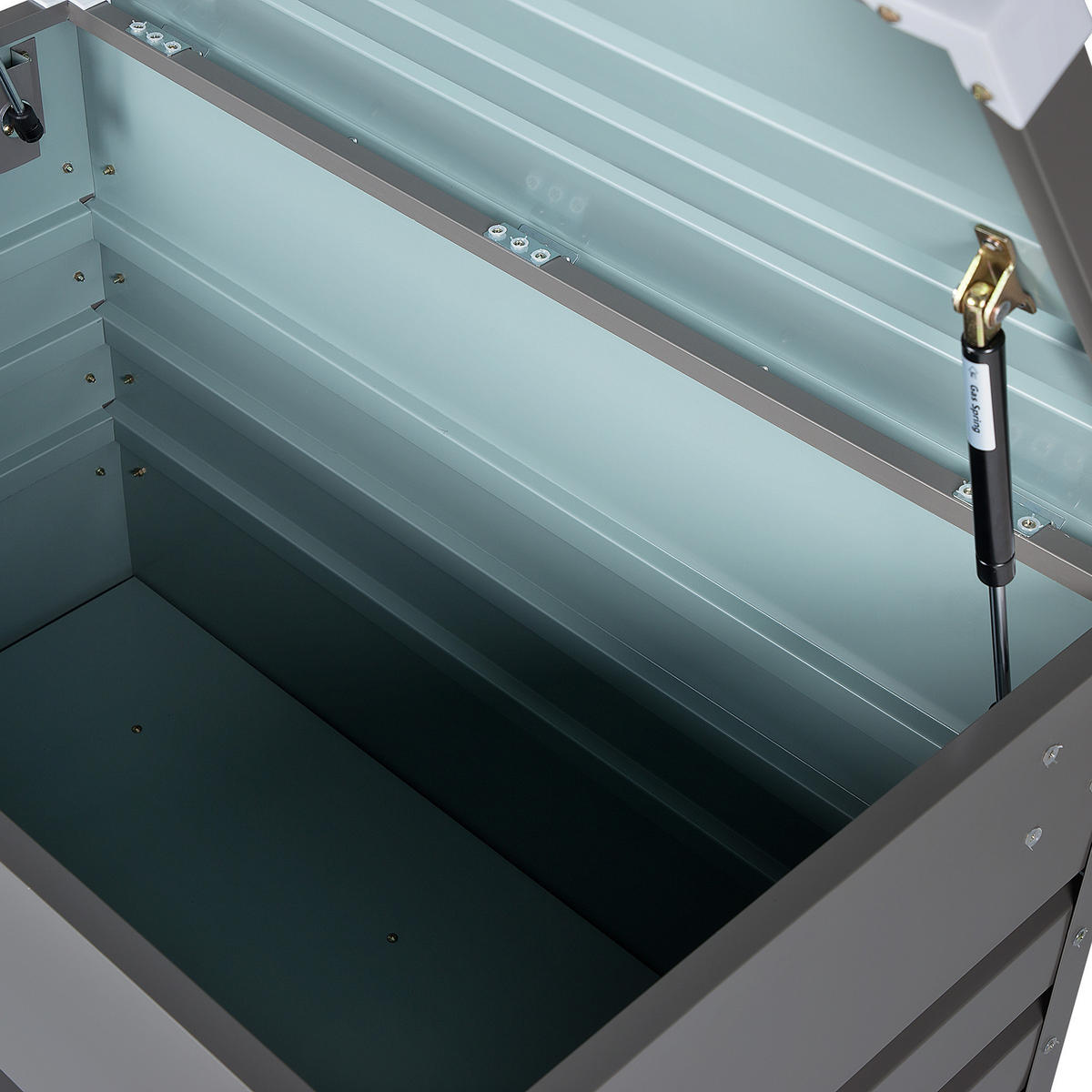 AUFLAGENBOX Stahl grau 132/62 cm Cebrosa - Grau, Metall (132/64/62cm) - Beliani