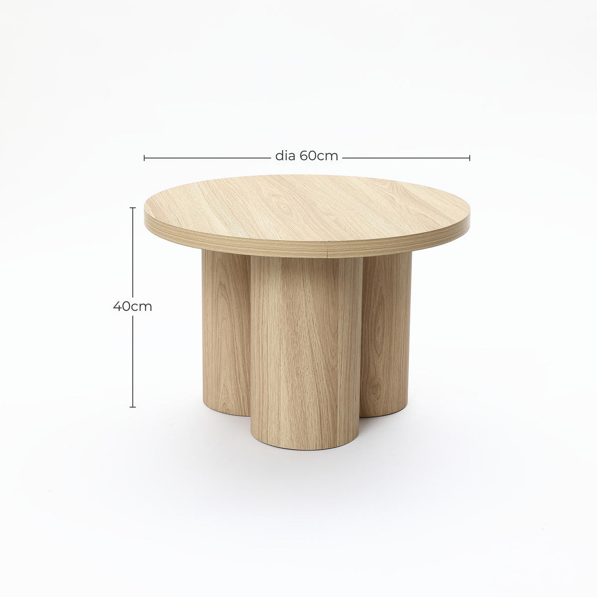 COUCHTISCH Rund, Holz | Ø60 x H40 cm - Braun, Holzwerkstoff (60/60/40cm) - Hometopia