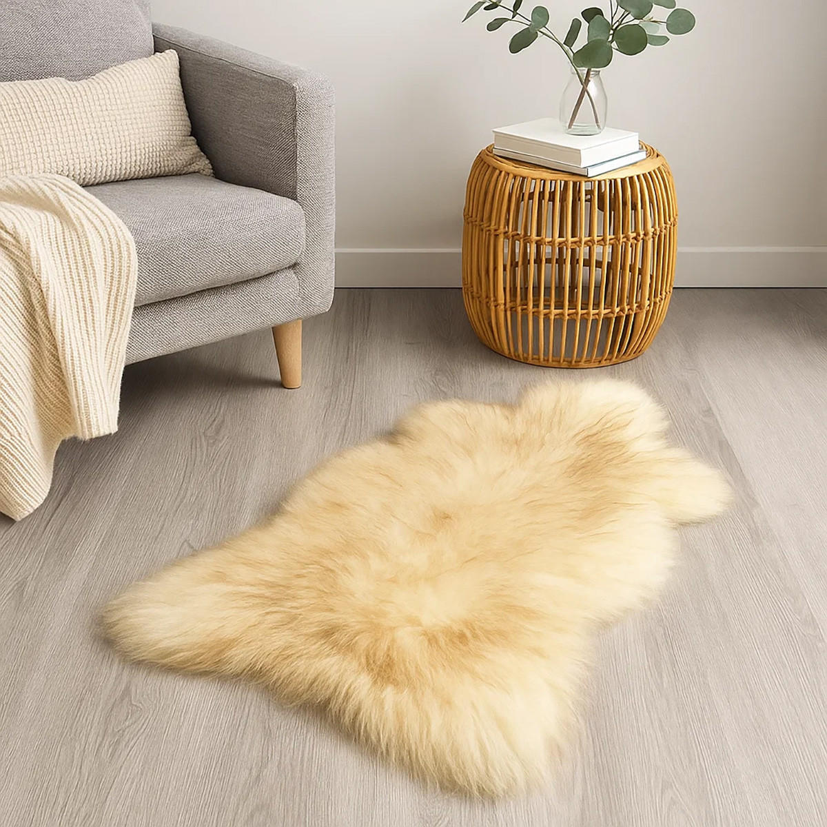 SCHAFFELL Geflammt Natur mit kleinen Mängeln ca. 110 cm - Braun, Fell (60/110cm) - Provellus