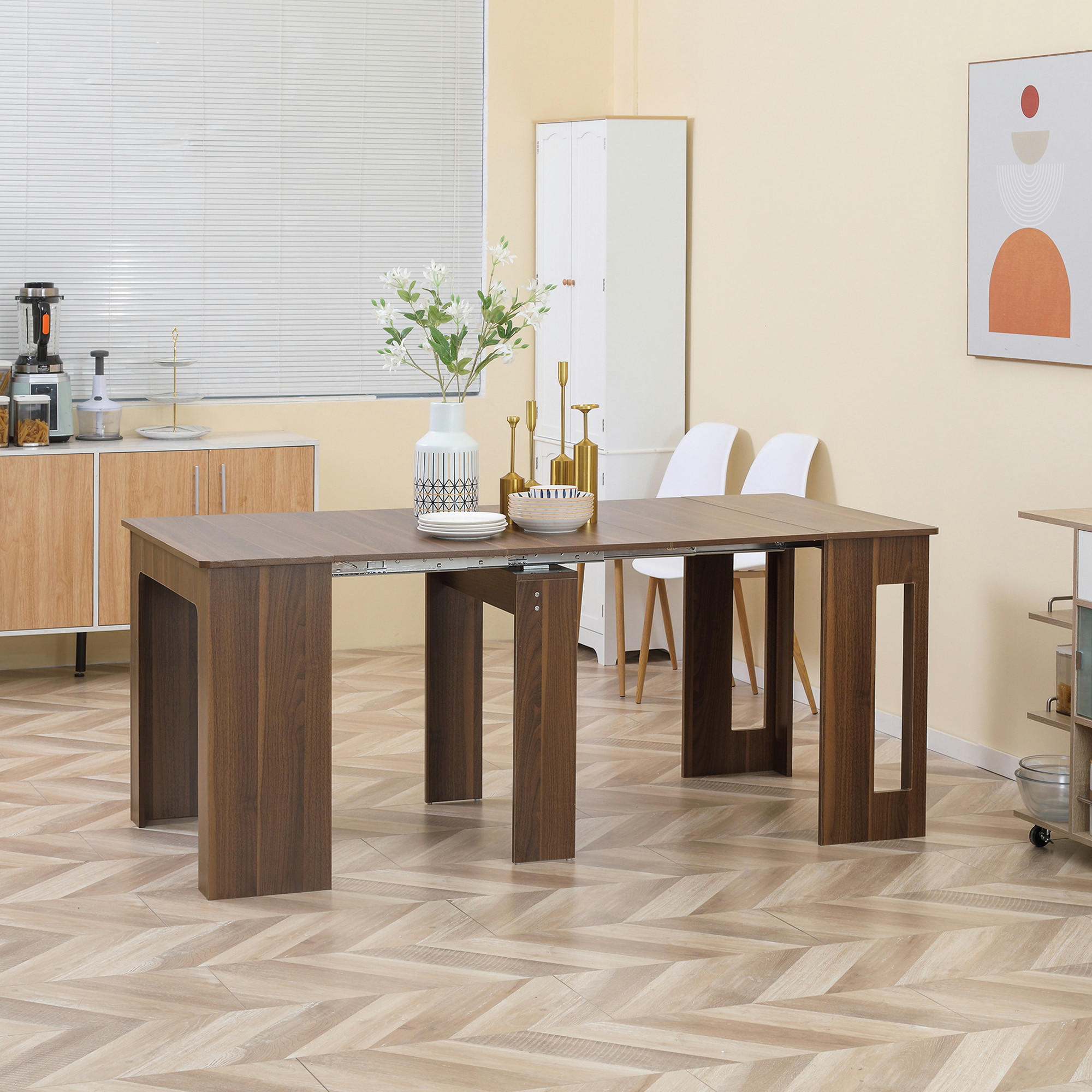 ESSTISCH Klapptisch ausziehbarer Küchentisch Esszimmertisch Holztisch Braun - Hellbraun/Braun, Holzwerkstoff (180/85/75cm) - HOMCOM