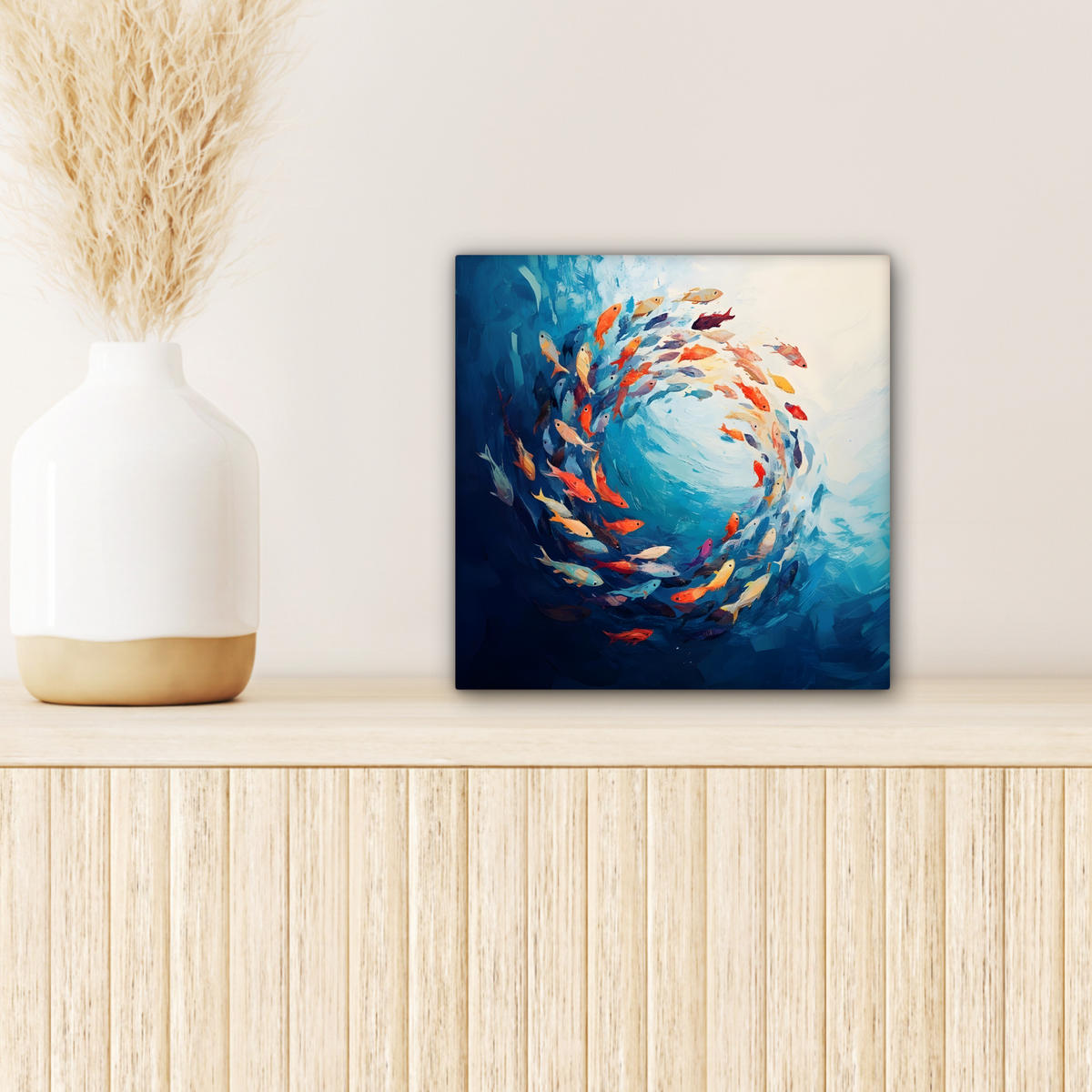 LEINWANDBILD Meer - Fische - Bunt - Dynamisch 20x20 cm - Hellblau, Textil (20/20cm) - MuchoWow