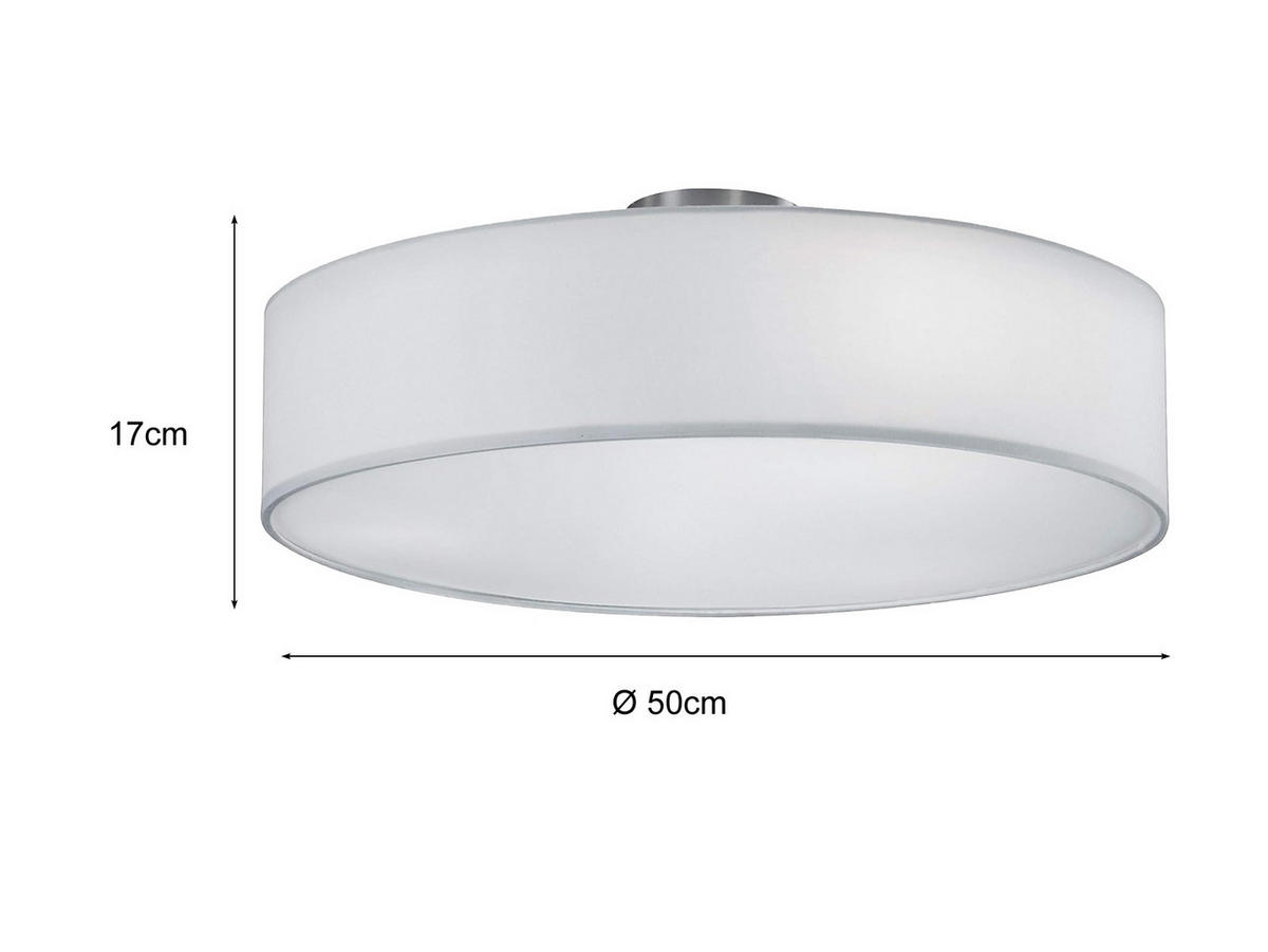 LED-DECKENLAMPE Ø50cm, Lampenschirm Stoff Weiß - Weiß, Textil (50/50/17cm) - meineWunschleuchte