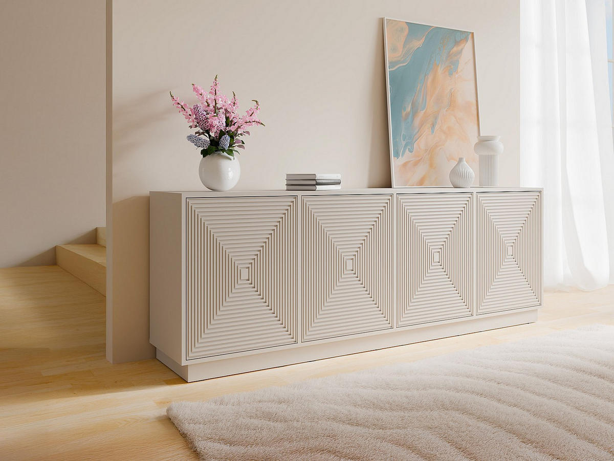 SIDEBOARD - 199.8cm x 43cm - MDF - beige - MEZULIA - Beige, Holz (199.8/71/43cm) - Vente-Unique