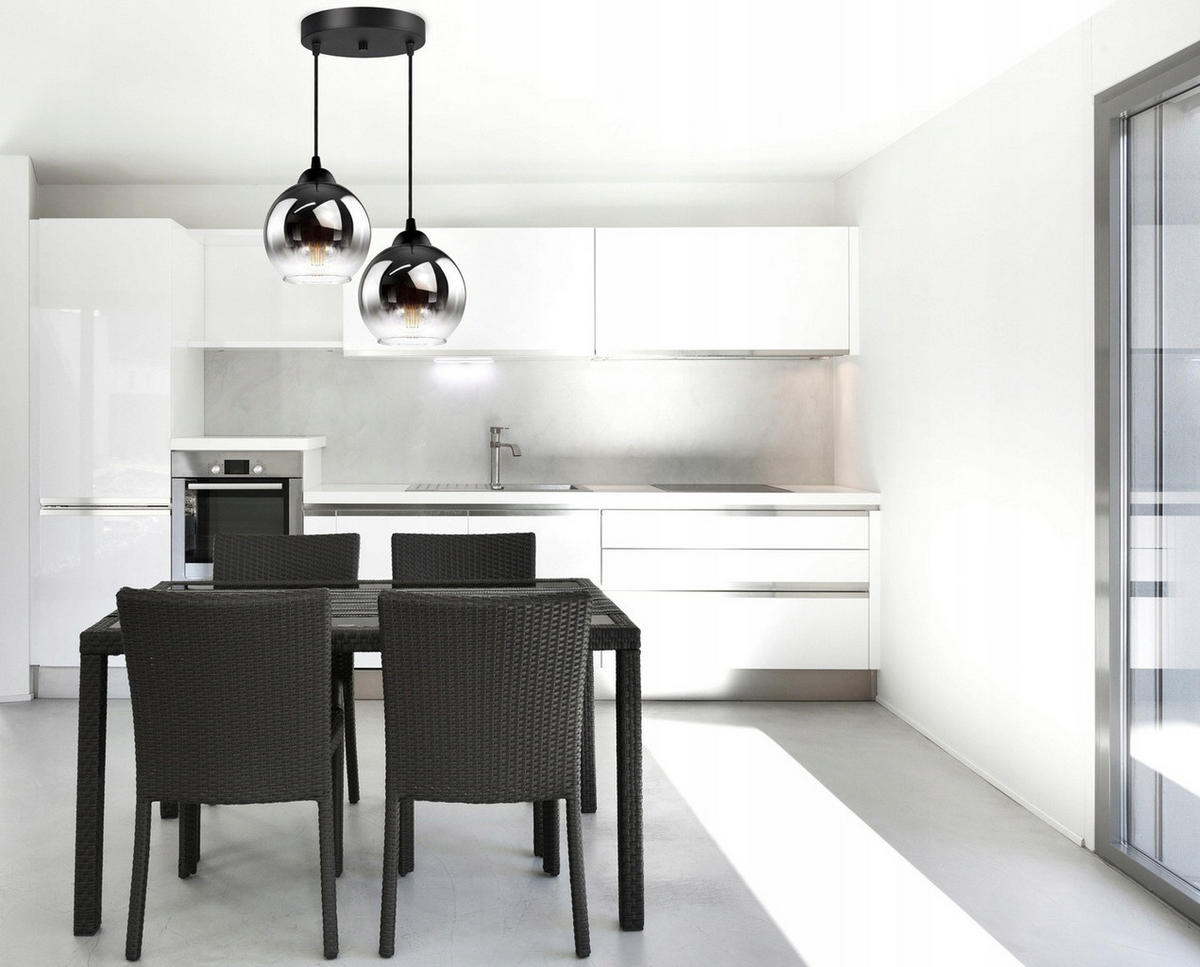 PENDELLEUCHTE MASUR - Transparent/Anthrazit, Glas/Metall (30/30/80cm) - kiki design