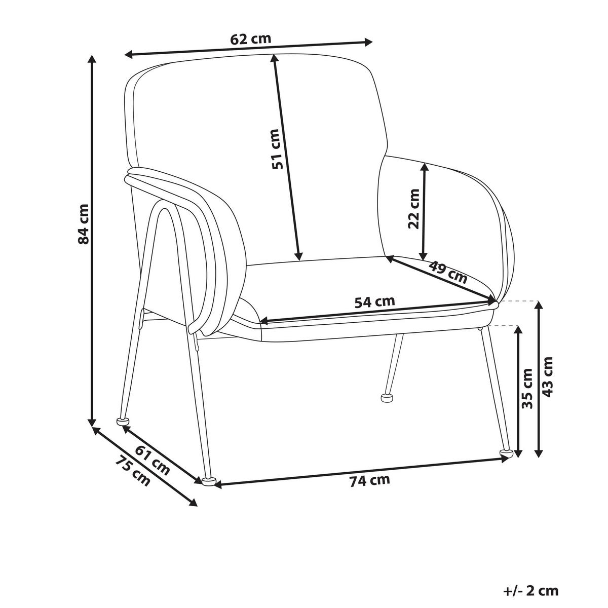 SESSEL Cremeweiß Trysnes - Schwarz/Weiß, Textil (69/84/77cm) - Beliani