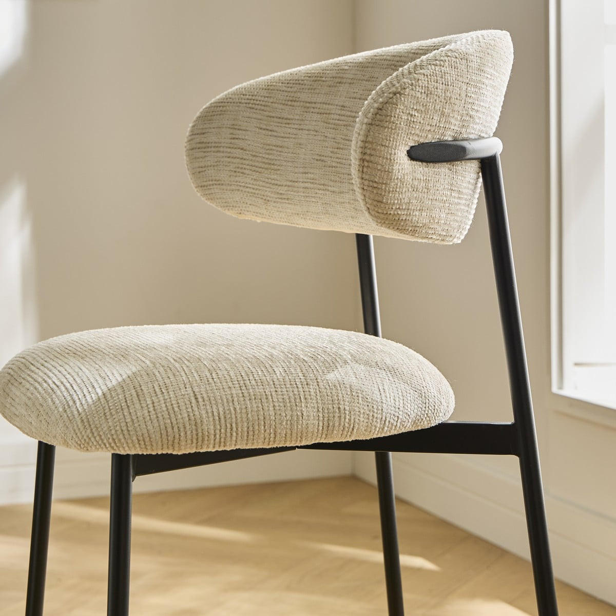 2ER-SET Hocker aus meliertem Stoff mit Metallbeinen Draco 52/53/94 cm - Beige, Holzwerkstoff (53/94/55cm) - Calicosy