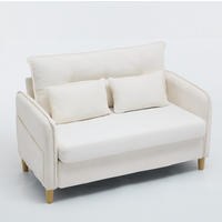 SOFA 2-Sitzer 127 cm Chenille Beige Holzrahmen - Beige, Holzwerkstoff (127/83/75.5cm) - Meubliv