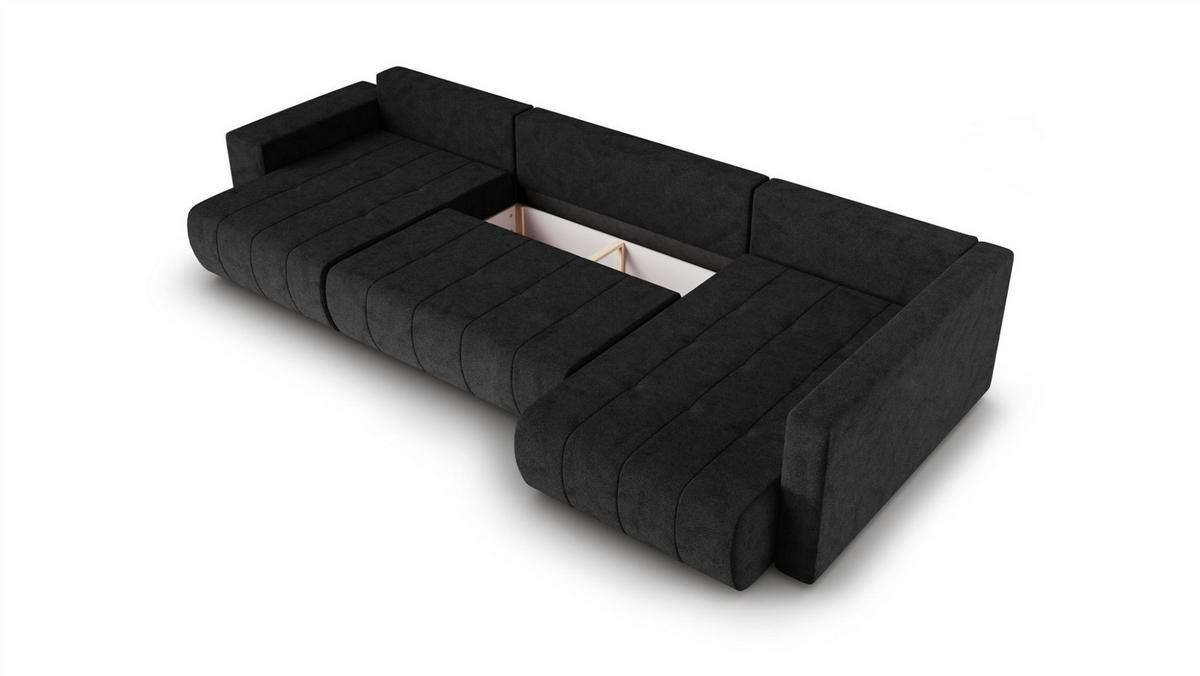 WOHNLANDSCHAFT Armanda - Schwarz, Holzwerkstoff/Textil (185/83/392cm) - Fun Möbel