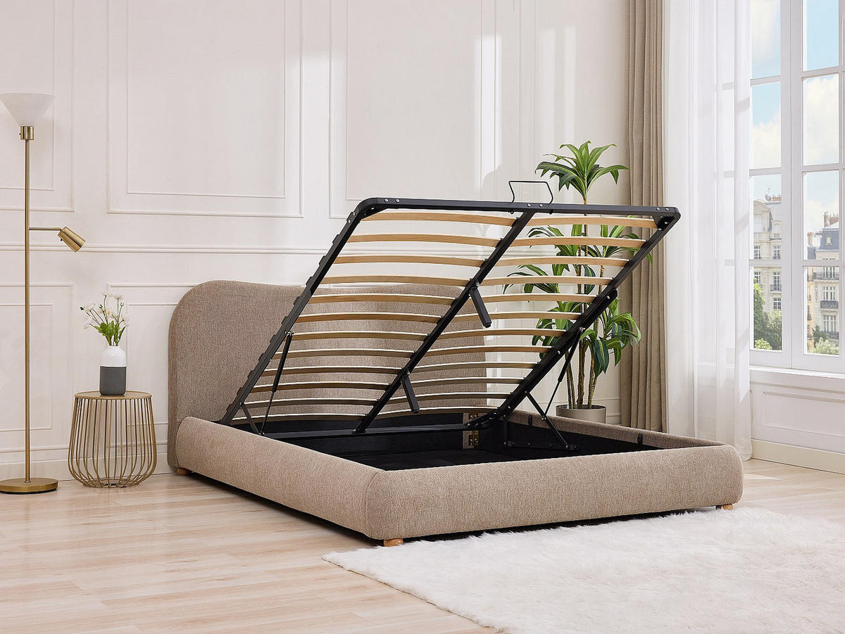 BETT mit Bettkasten - 2 Personen - stoff - taupe Vanari - Taupe, Holz/Textil (140/190cm) - Vente-Unique