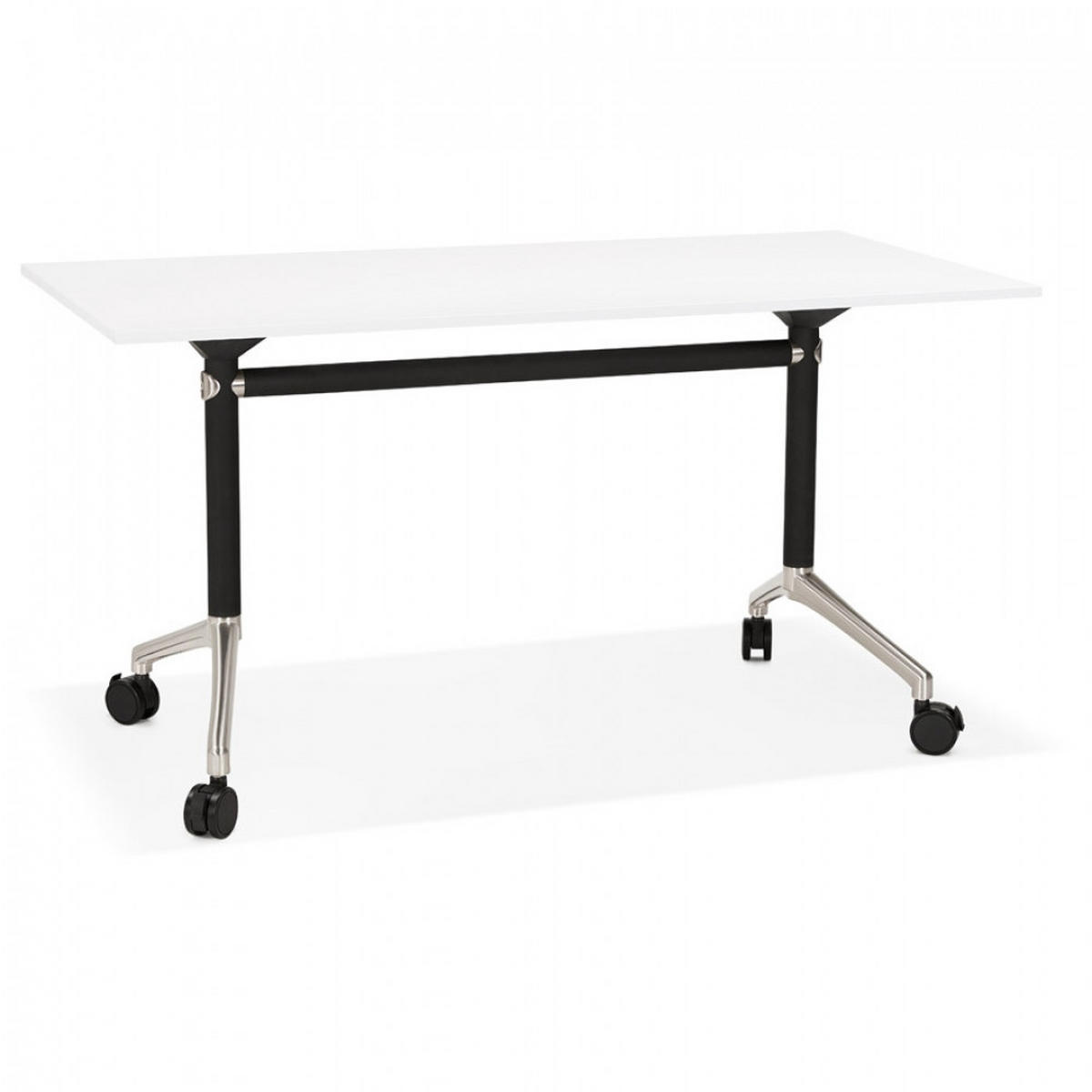 SCHREIBTISCH Weiß 140x70x73 cm - Schwarz/Weiß, Holz/Metall (140/70/73cm) - AlterEgo
