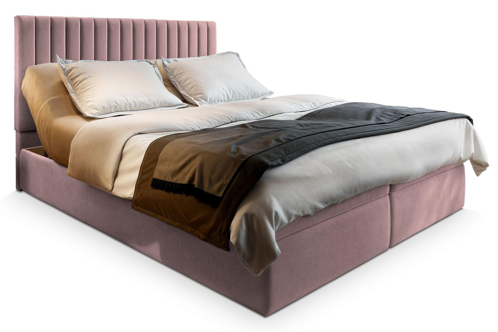 BOXBETT MURLO 180x200 cm mit Matratze und Topper - Rosa - Rosa, Holz (180/200cm) - MASSENO
