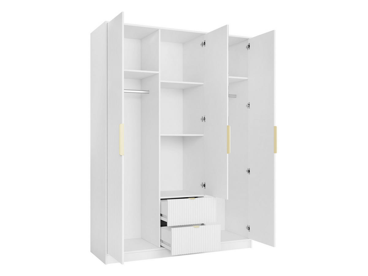 DREHTÜRENSCHRANK Tireno 2D - Goldfarben/Weiß, Holzwerkstoff/Metall (151/216/60cm) - MIRJAN24
