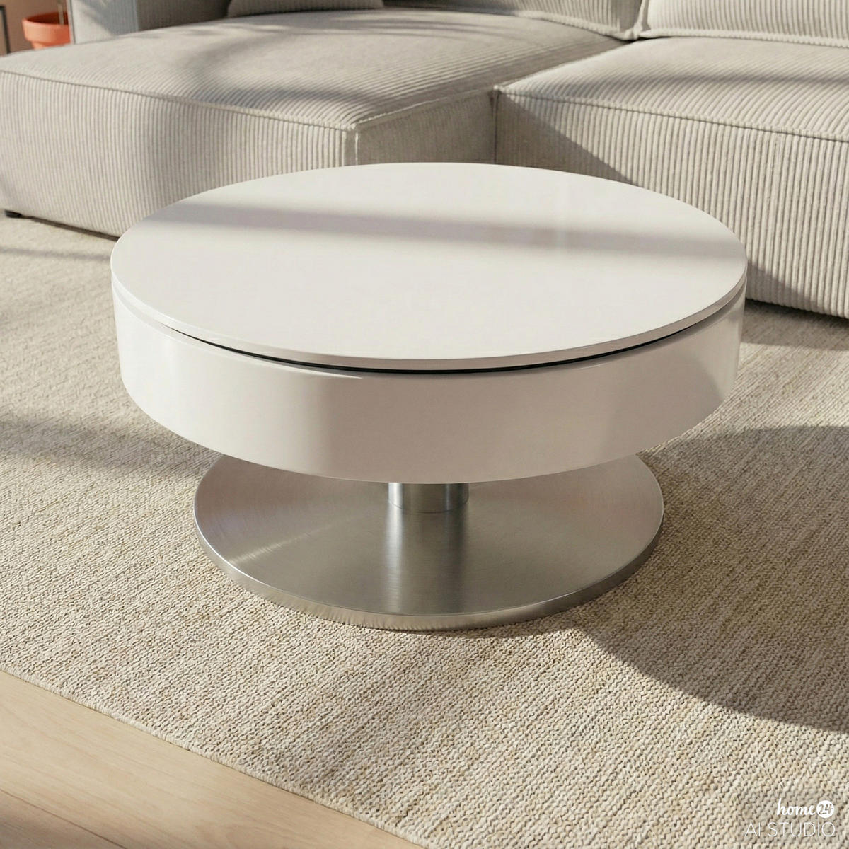 COUCHTISCH mit Stauraum - Weiß / Silber - Weiß, Holzwerkstoff/Metall (79/79/40cm) - home24