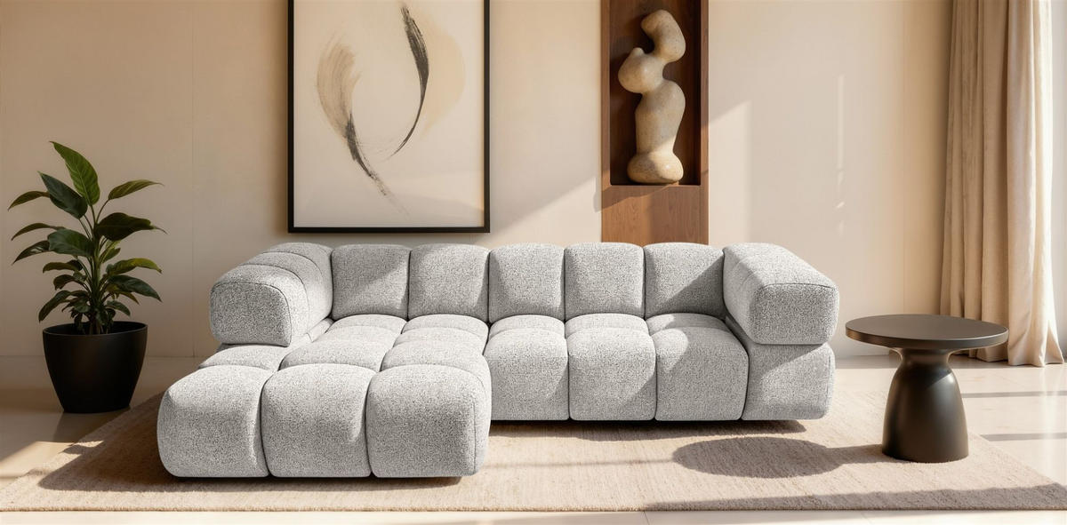 ECKSOFA Blanche In Puente - Hellgrau, Holzwerkstoff/Textil (280/150cm) - Fun Möbel