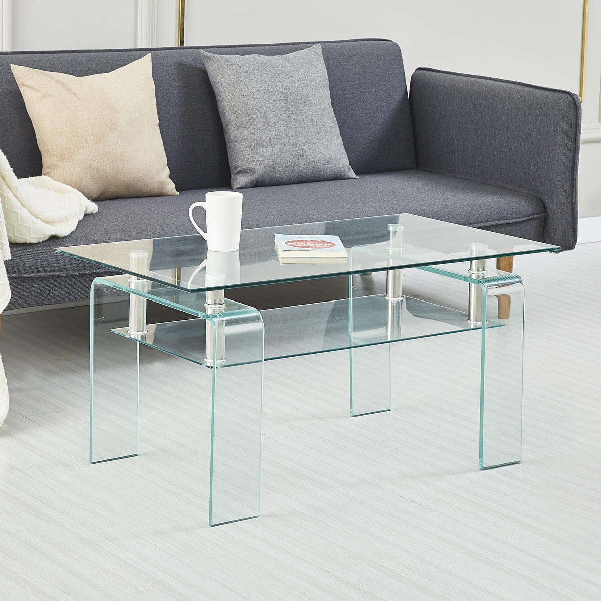 COUCHTISCH Transparent 100/55/45 cm aus Glas - Klar, Glas (55/100/45cm) - PANGIVO