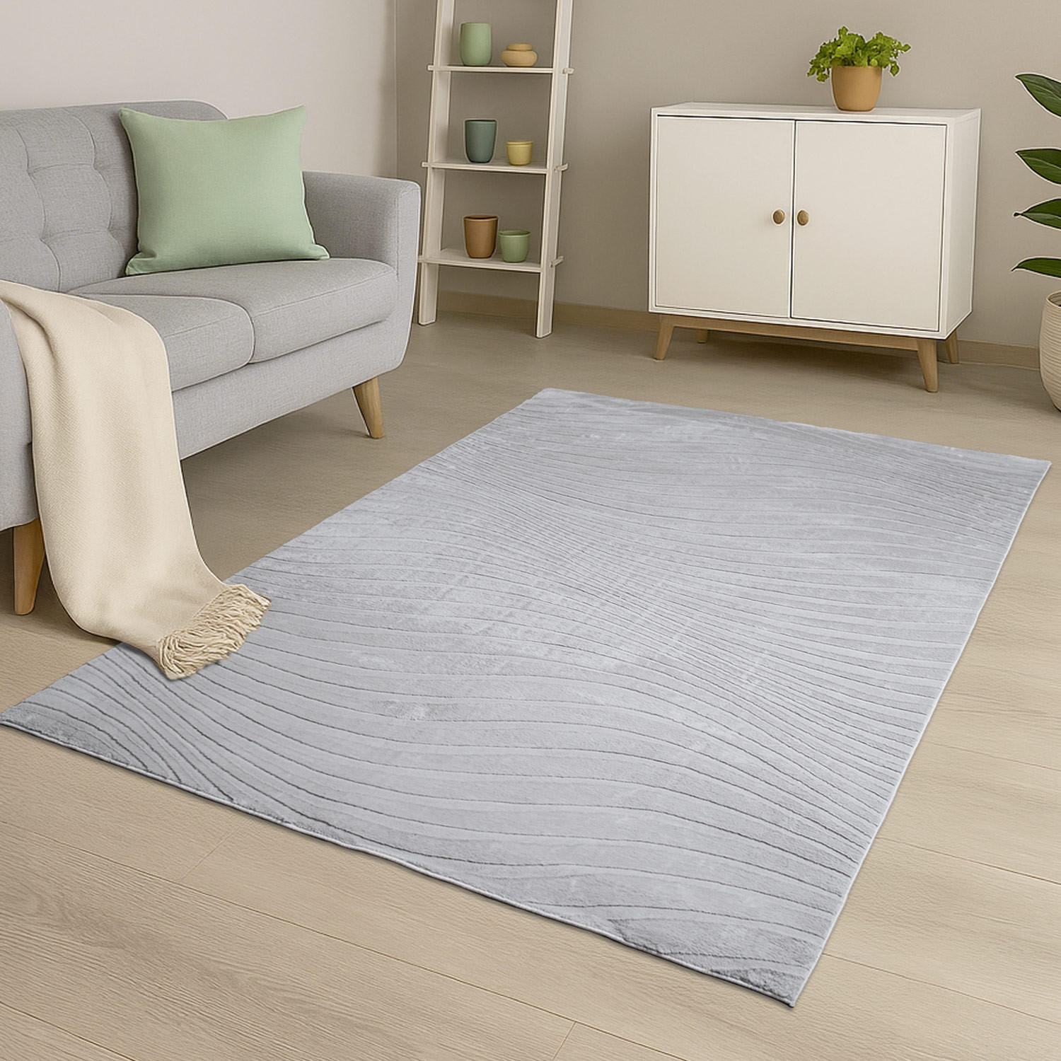 KURZFLOR-TEPPICH Waves 503 Grau 80x150 cm - Grau, Textil (80/150cm) - carpet city