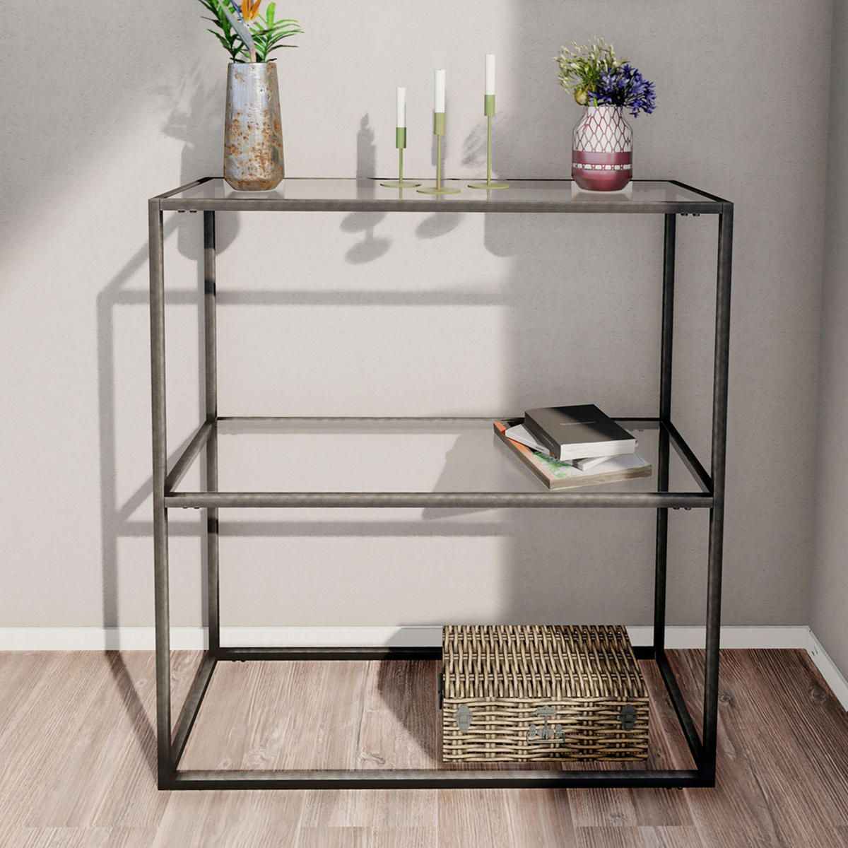 KONSOLENTISCH Konnevesi - Schwarz, Metall (30/80/85cm) - [en.casa]