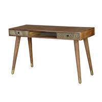 SCHREIBTISCH aus Mangoholz mit Bronzeelementen - Braun, Holz (130/50/76cm) - Giner y Colomer