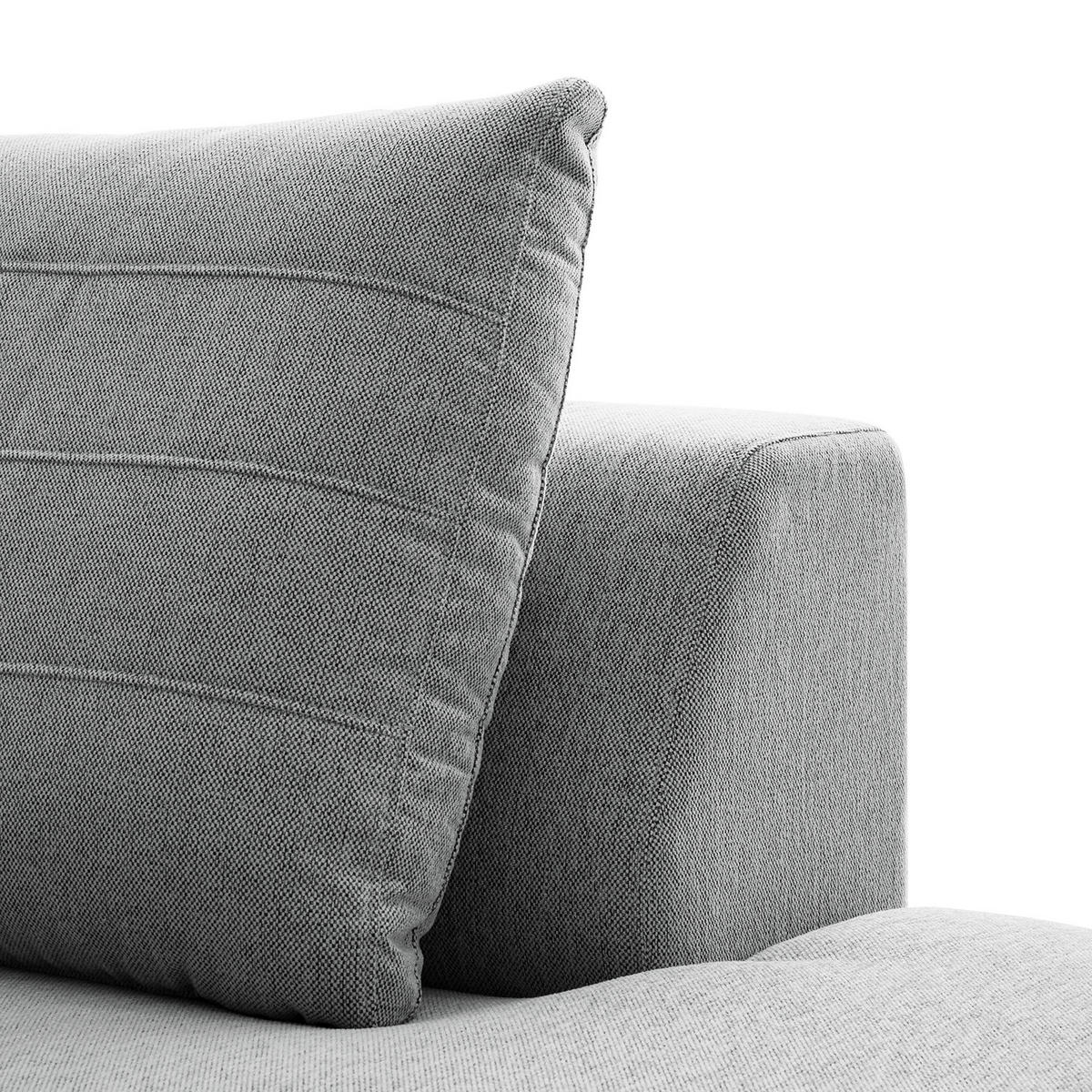 ECKSOFA mit Ottomane - Webstoff - Hellgrau/Schwarz, Kunststoff/Textil (283/237cm) - home24