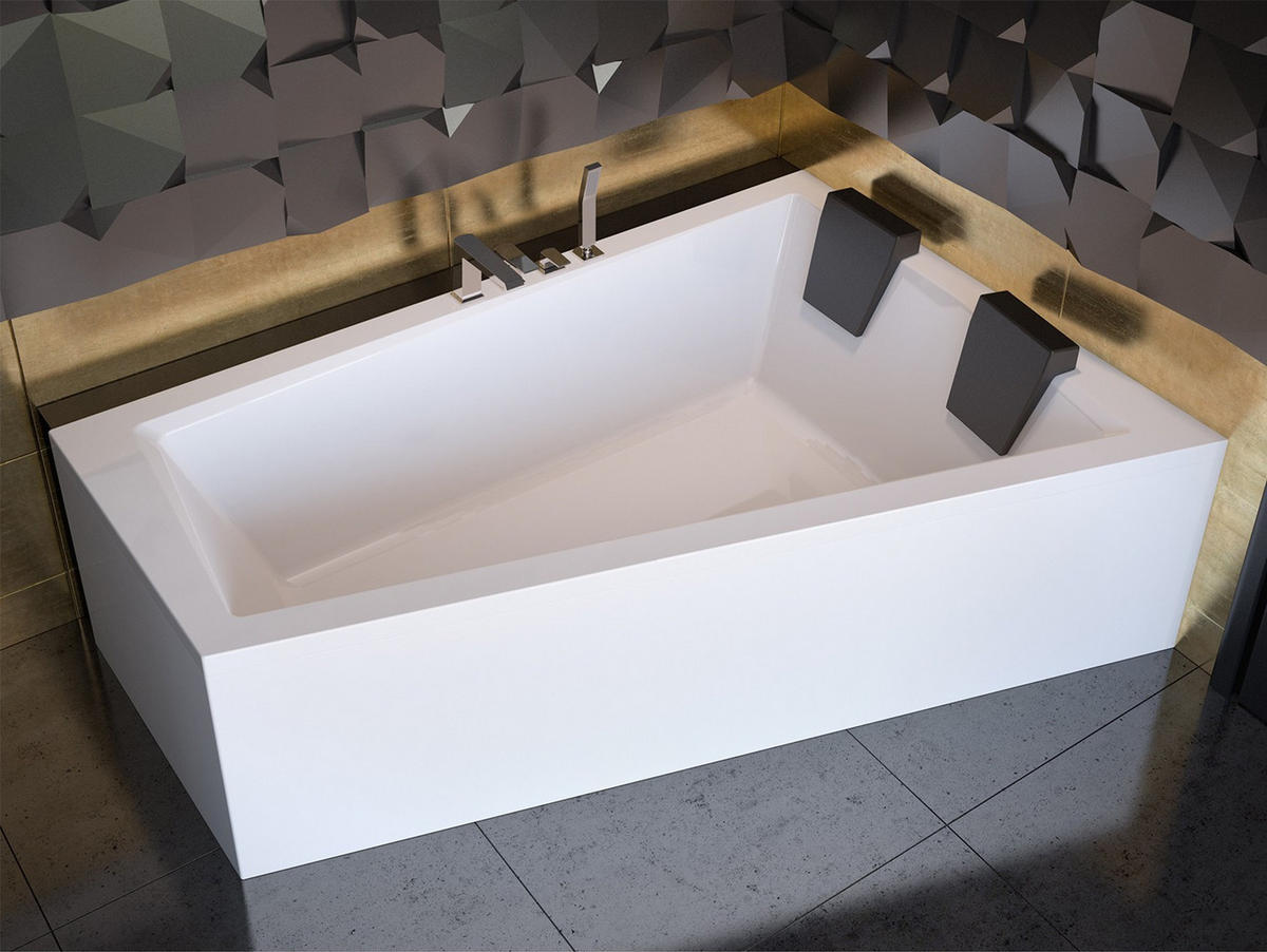BADEWANNE Eckwanne INTIMA 170/125 Links + Schürze + Ablage Ablauf Füße - Weiß, Kunststoff (125/55.5/170cm) - bad land