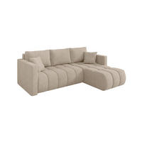 ROHOVÁ SEDAČKA s funkcí spaní, otoman vpravo GARD-L 226x146x85 béžová velur - černá/Sahara, kompozitní dřevo/textil (226/146cm) - ALTDECOR