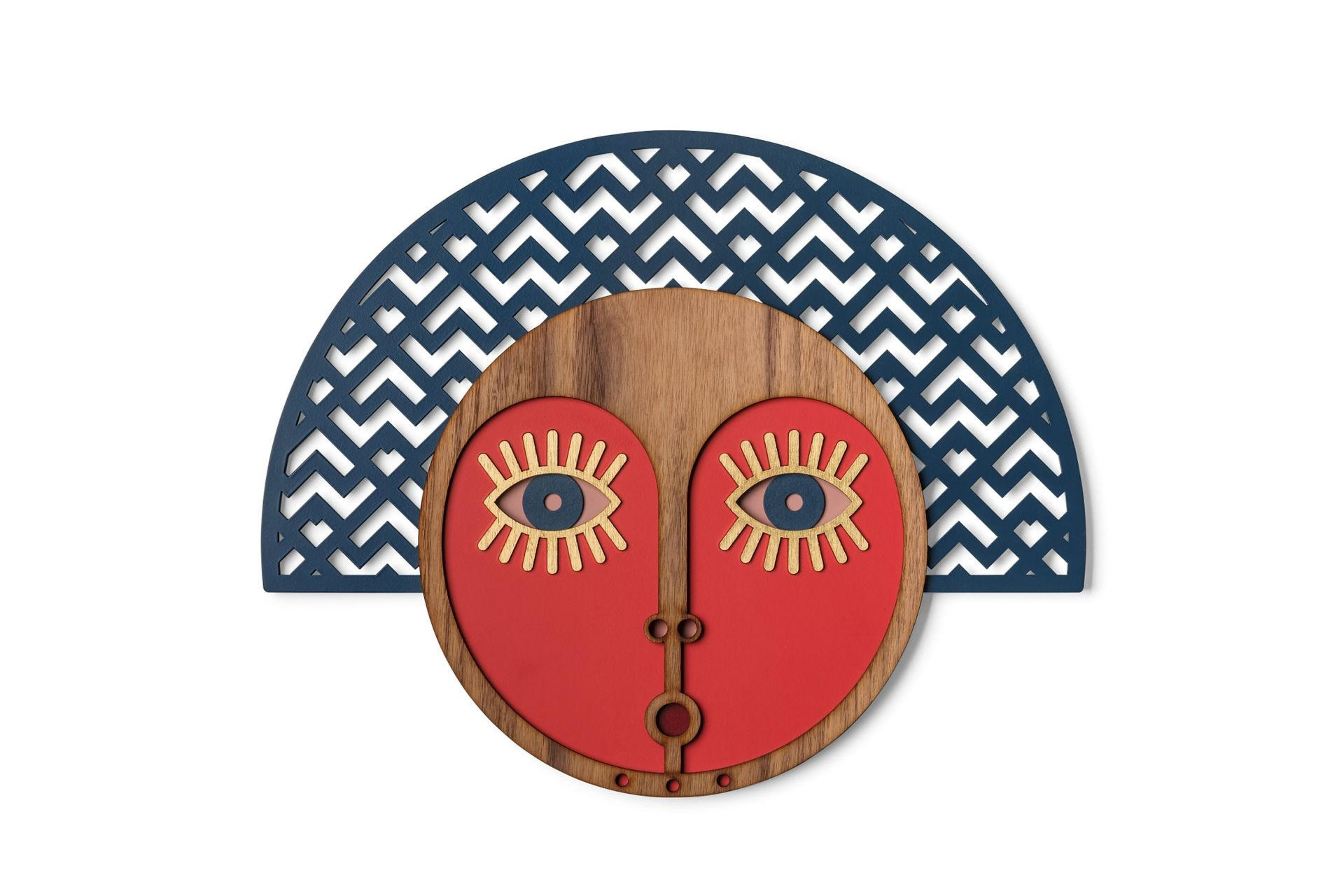 WANDDEKO MASKE Rot 43x35cm - Rot, Holzwerkstoff/Kunststoff (43/35/1cm) - KUNSTLOFT