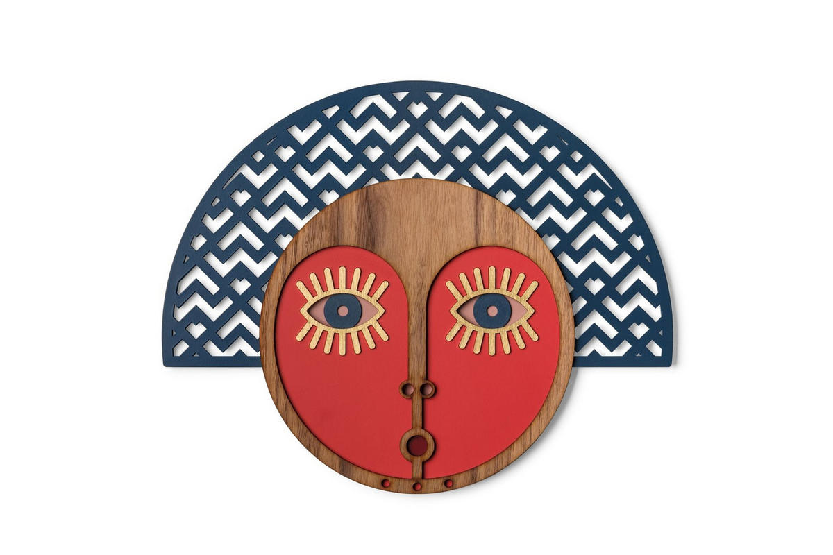 WANDDEKO MASKE Rot 43x35cm - Rot, Holzwerkstoff/Kunststoff (43/35/1cm) - KUNSTLOFT