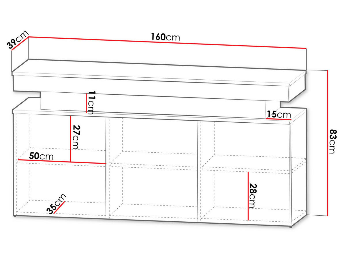 KOMMODE Glossa Bis 3D 160 - Sandfarben, Holzwerkstoff/Kunststoff (160/83/39cm) - MIRJAN24