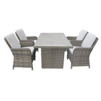 GARTEN-ESSGRUPPE Ria Braun Polyrattan für 4 Personen - Grau, Kunststoff - Green Spirit