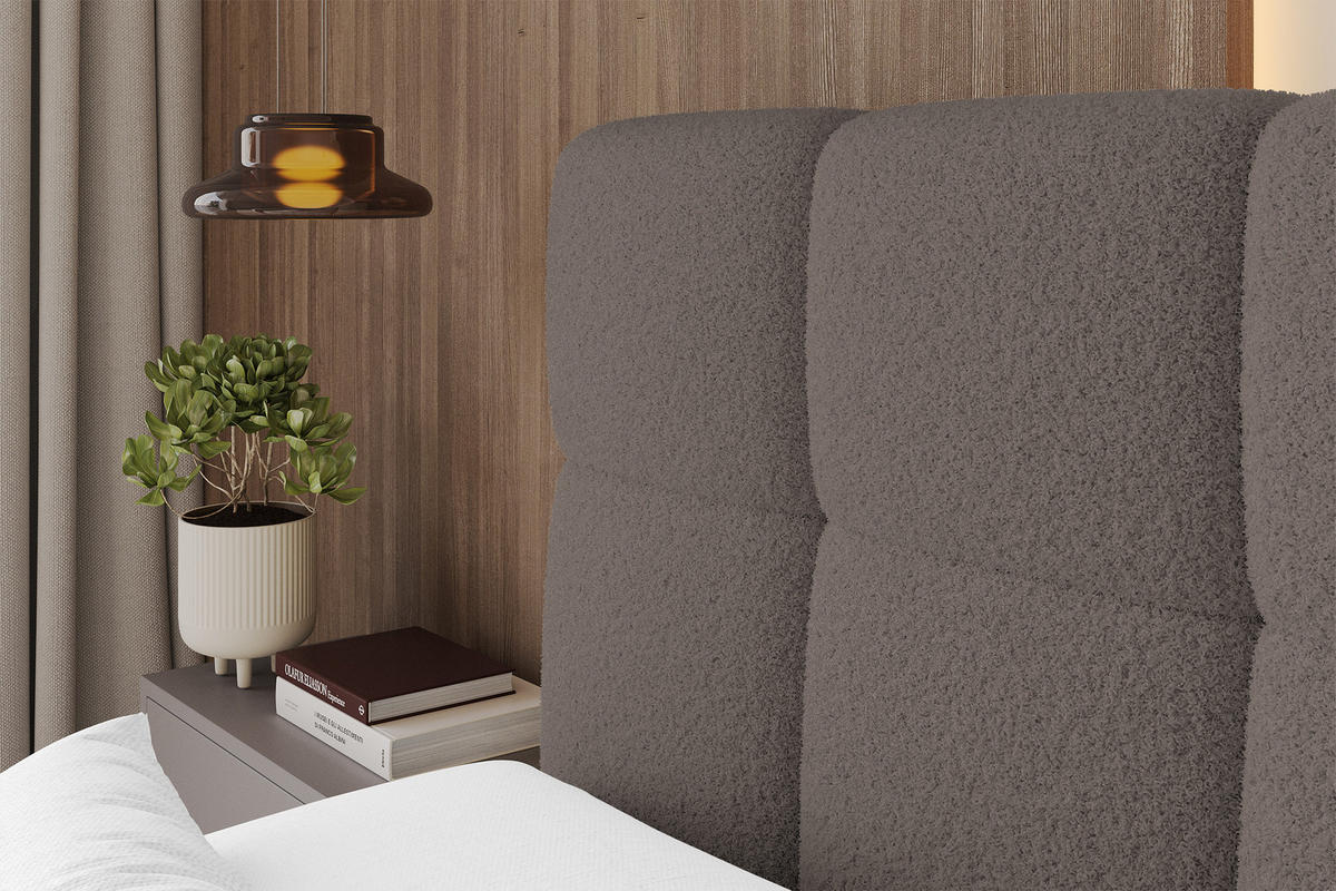 BOXBETT mit Matratze H3/H4 - FAMA KING - 180x200 cm Braun Quelle - Braun, Holzwerkstoff (180/200cm) - ALTDECOR