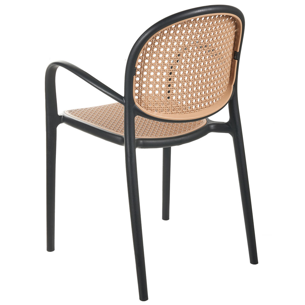 GARTENSTUHL 2er-Set Schwarz Povoletto - Beige/Schwarz, Kunststoff (50/85/50cm) - Beliani